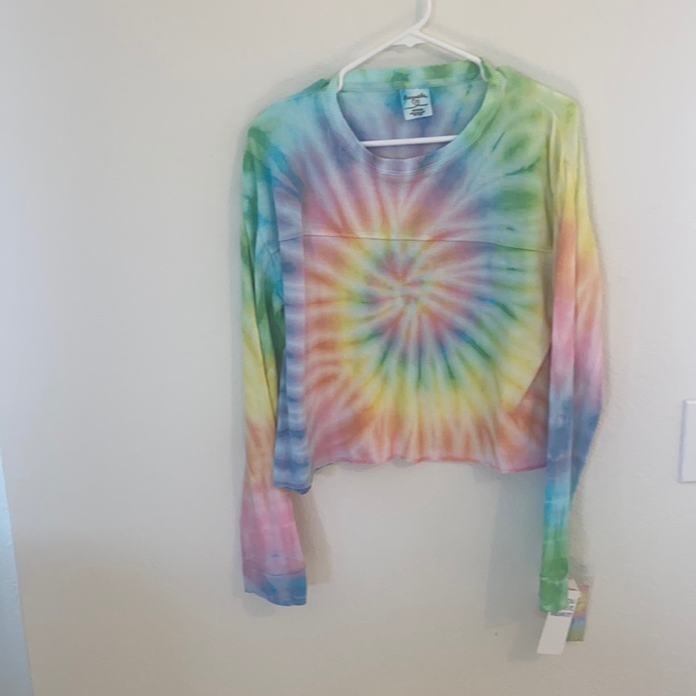 dreamsicle new long sleeve tie dye crop top.